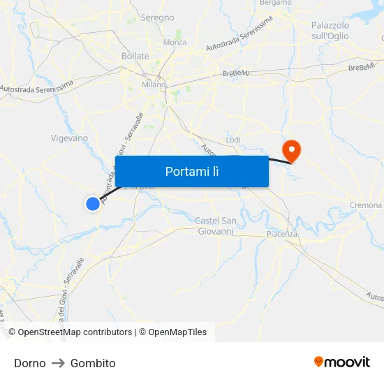 Dorno to Gombito map