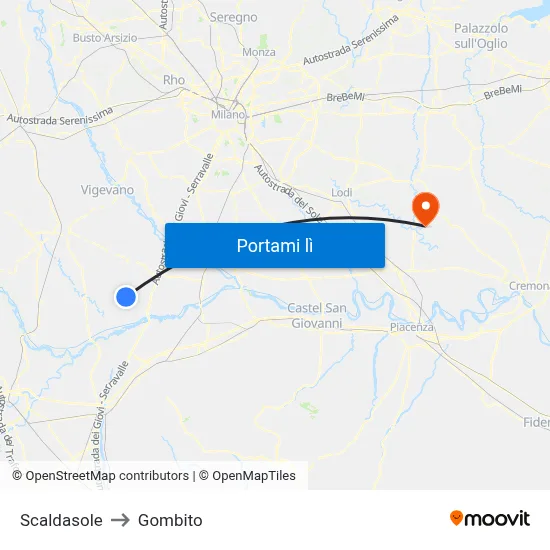Scaldasole to Gombito map