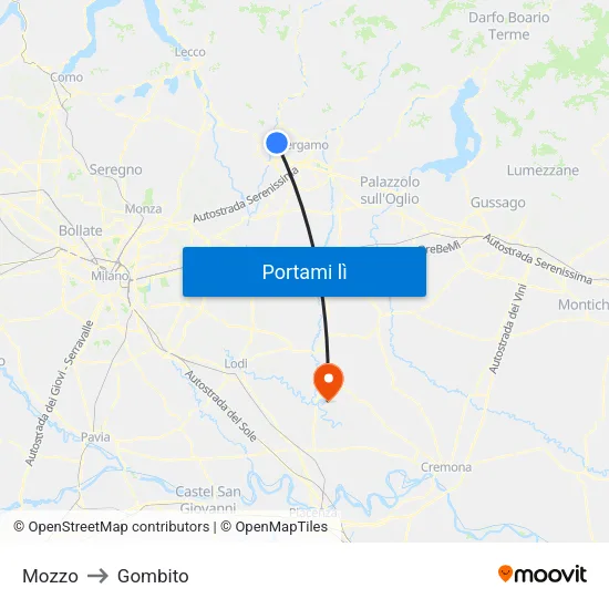 Mozzo to Gombito map