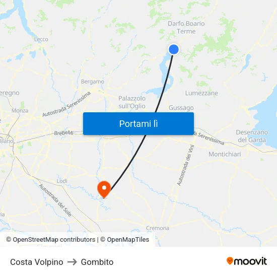 Costa Volpino to Gombito map