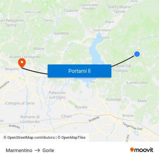 Marmentino to Gorle map