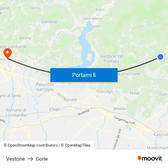 Vestone to Gorle map