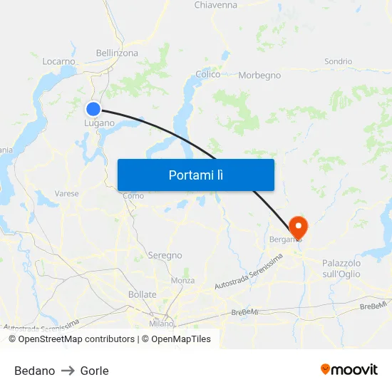 Bedano to Gorle map