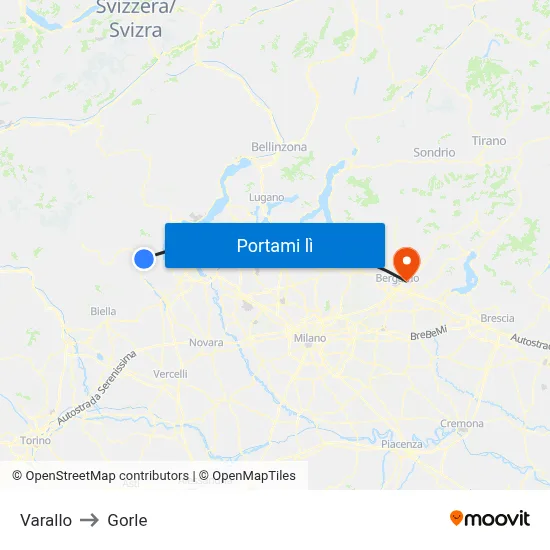 Varallo to Gorle map