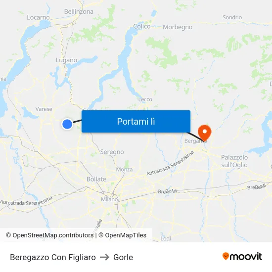 Beregazzo Con Figliaro to Gorle map