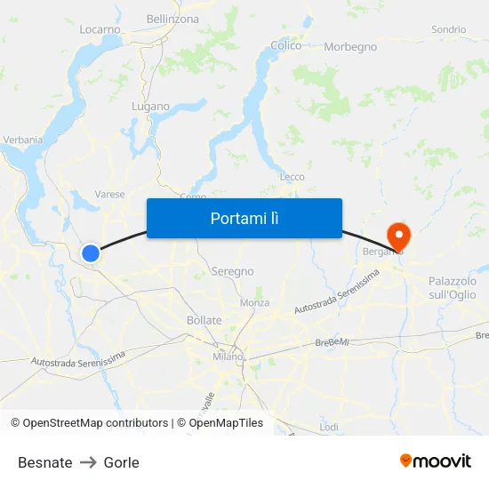 Besnate to Gorle map