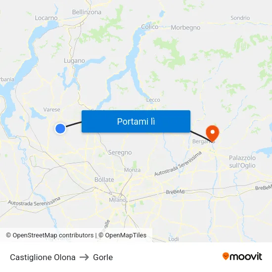 Castiglione Olona to Gorle map