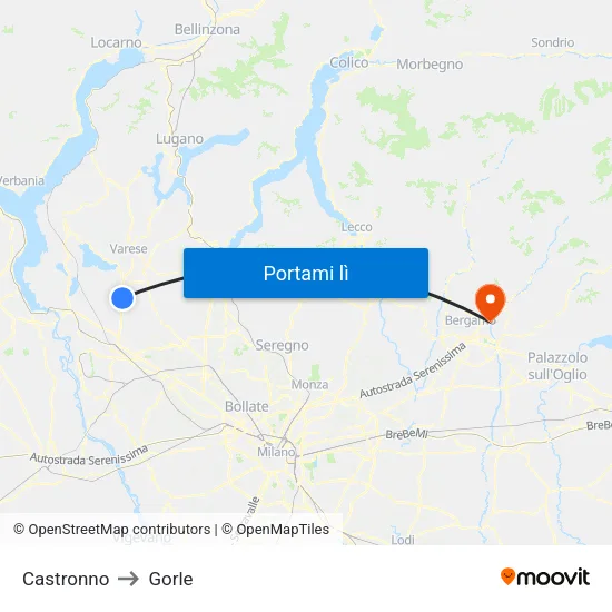 Castronno to Gorle map