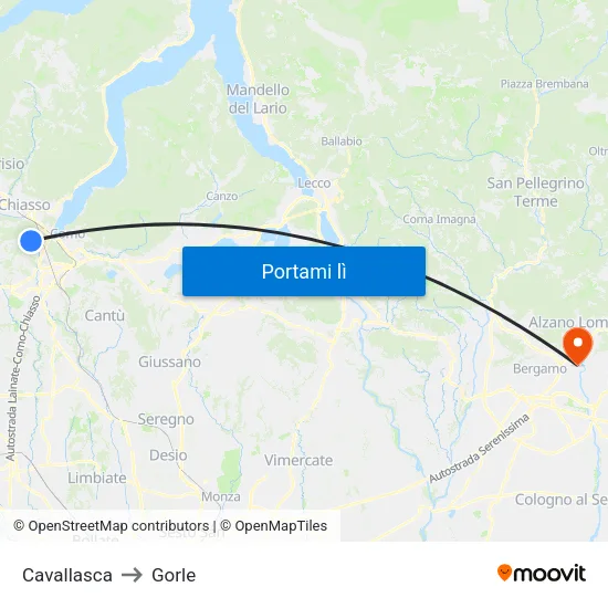 Cavallasca to Gorle map