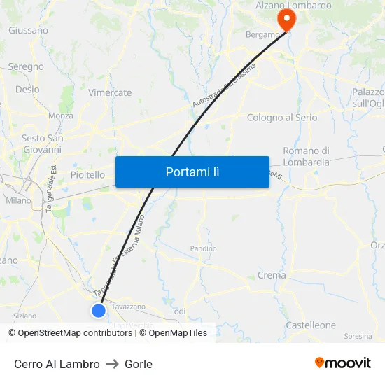 Cerro Al Lambro to Gorle map