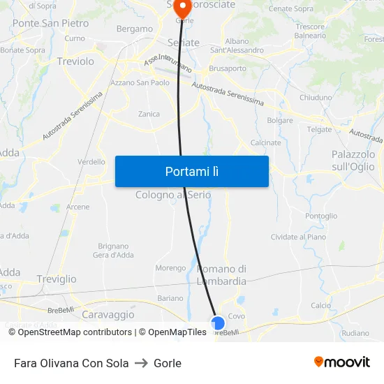Fara Olivana Con Sola to Gorle map