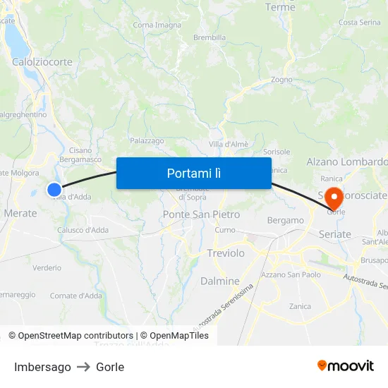 Imbersago to Gorle map