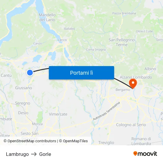 Lambrugo to Gorle map