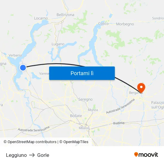 Leggiuno to Gorle map