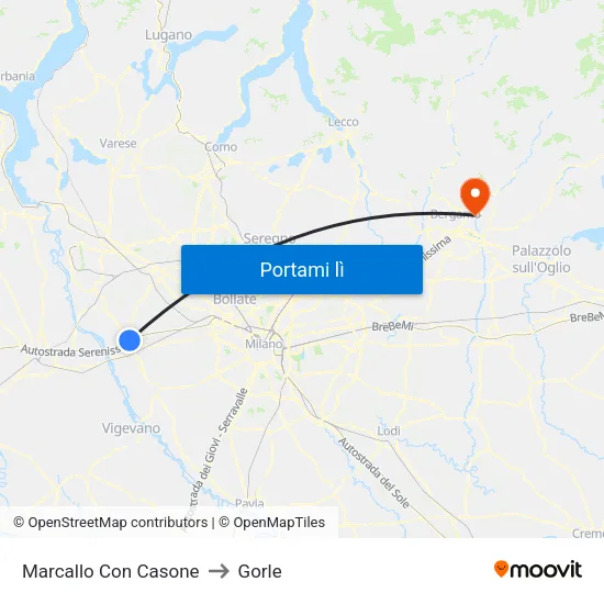 Marcallo Con Casone to Gorle map