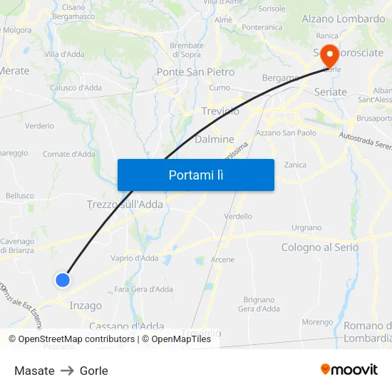 Masate to Gorle map