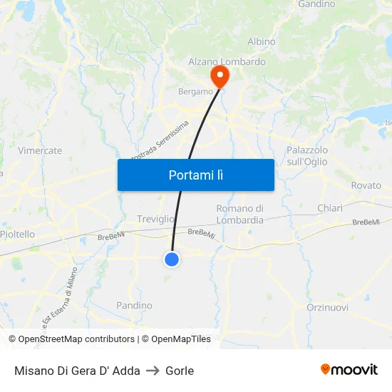 Misano Di Gera D' Adda to Gorle map