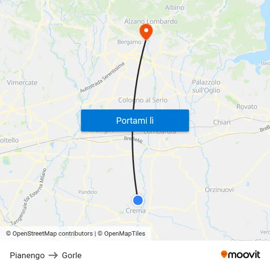Pianengo to Gorle map