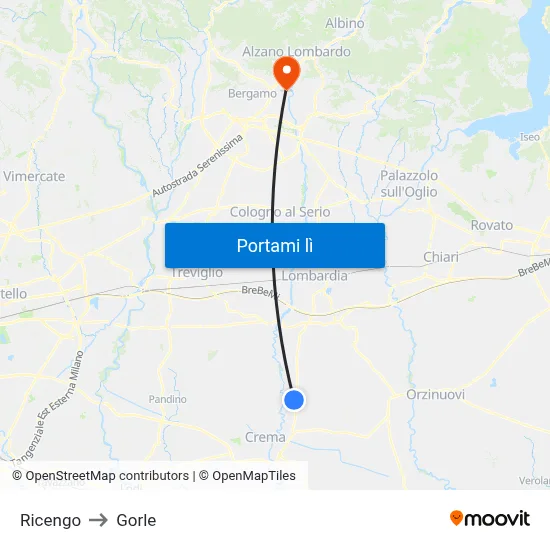 Ricengo to Gorle map