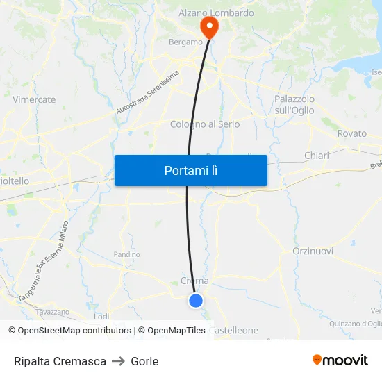 Ripalta Cremasca to Gorle map