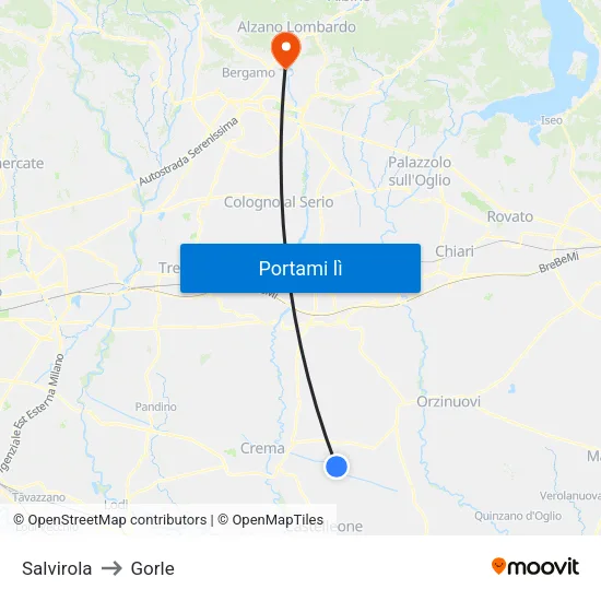 Salvirola to Gorle map