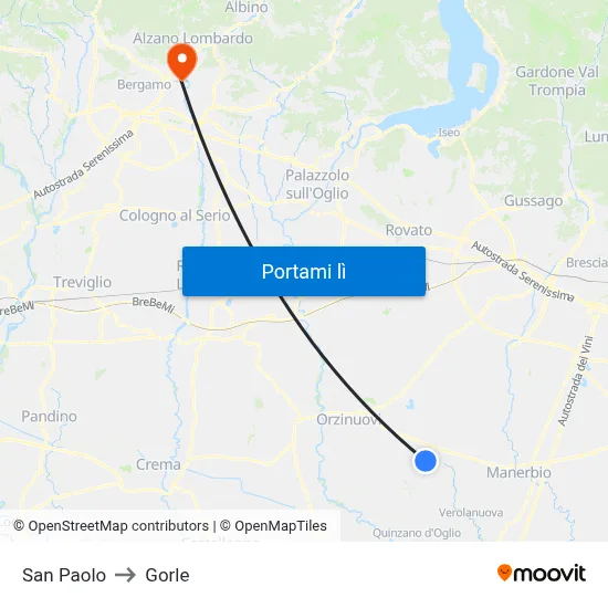 San Paolo to Gorle map