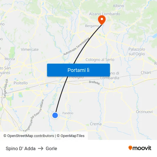 Spino D' Adda to Gorle map