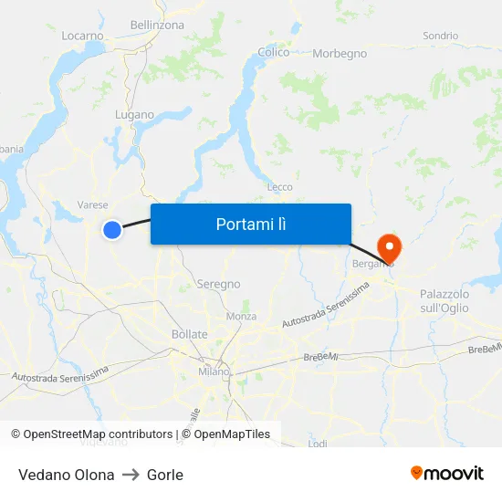 Vedano Olona to Gorle map