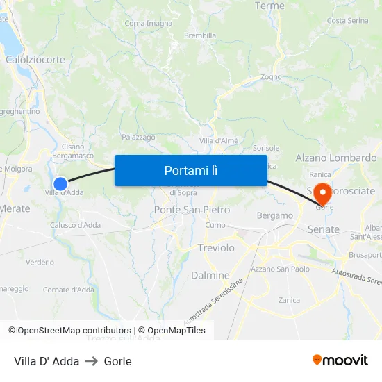 Villa D' Adda to Gorle map
