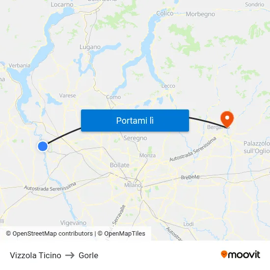 Vizzola Ticino to Gorle map