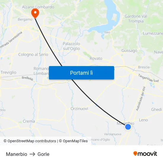 Manerbio to Gorle map