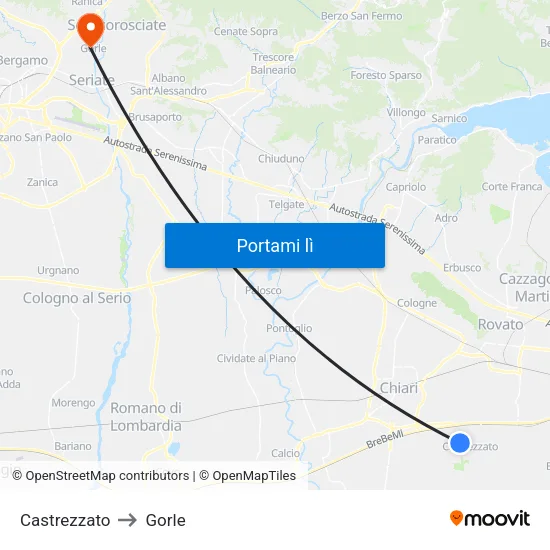 Castrezzato to Gorle map