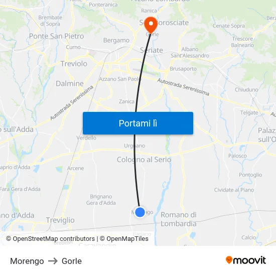 Morengo to Gorle map