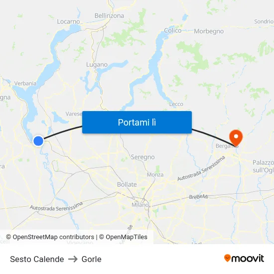 Sesto Calende to Gorle map