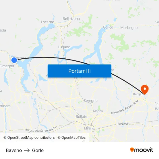 Baveno to Gorle map