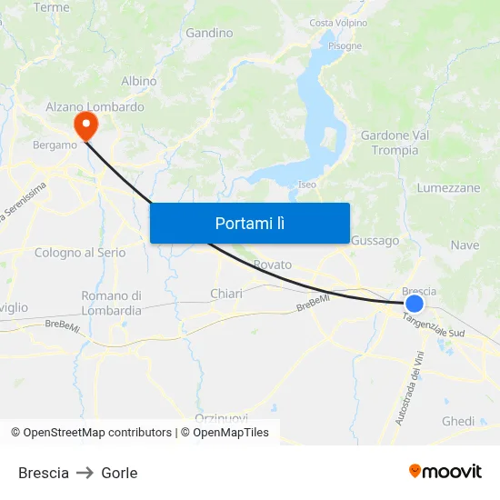 Brescia to Gorle map