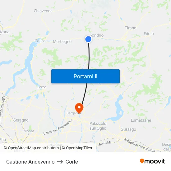 Castione Andevenno to Gorle map