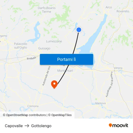 Capovalle to Gottolengo map