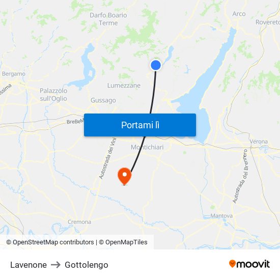 Lavenone to Gottolengo map