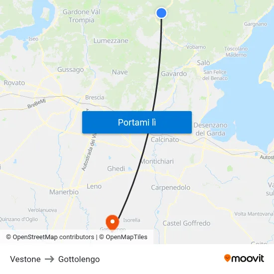 Vestone to Gottolengo map