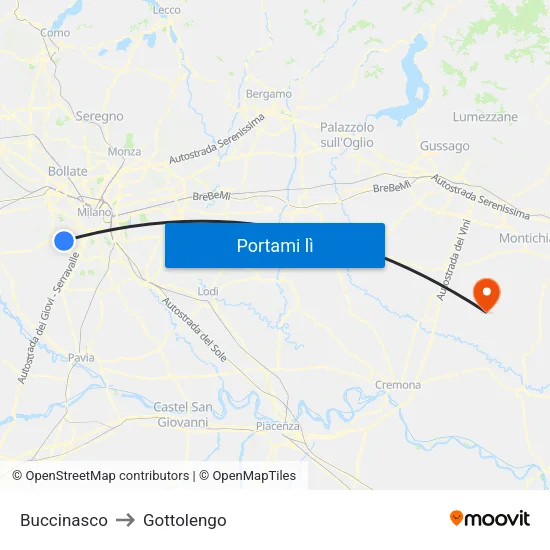 Buccinasco to Gottolengo map