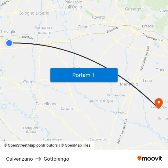 Calvenzano to Gottolengo map