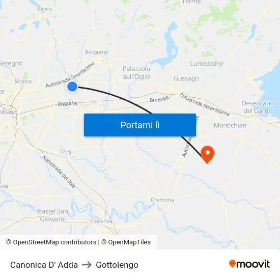 Canonica D' Adda to Gottolengo map