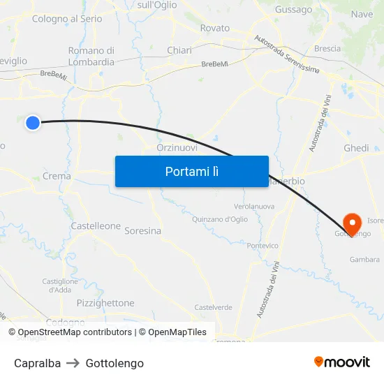 Capralba to Gottolengo map