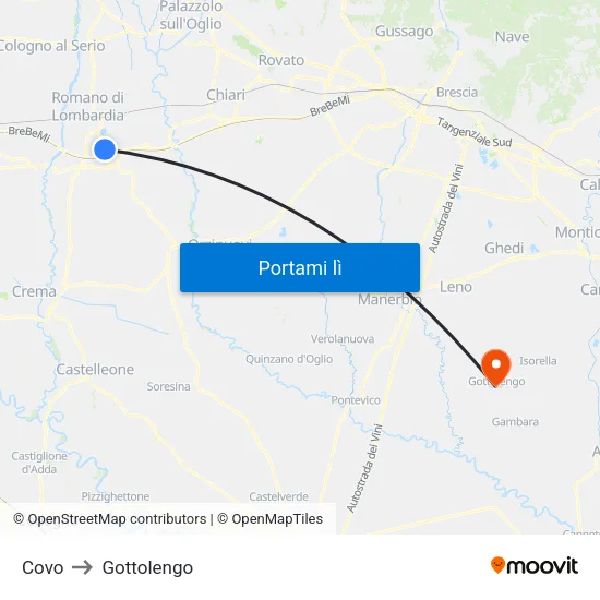 Covo to Gottolengo map