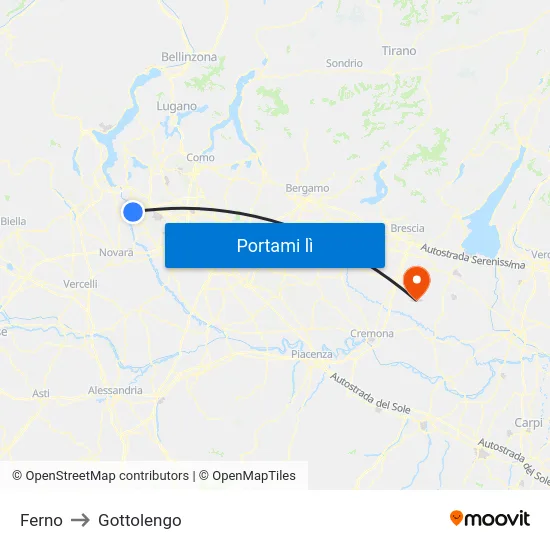 Ferno to Gottolengo map