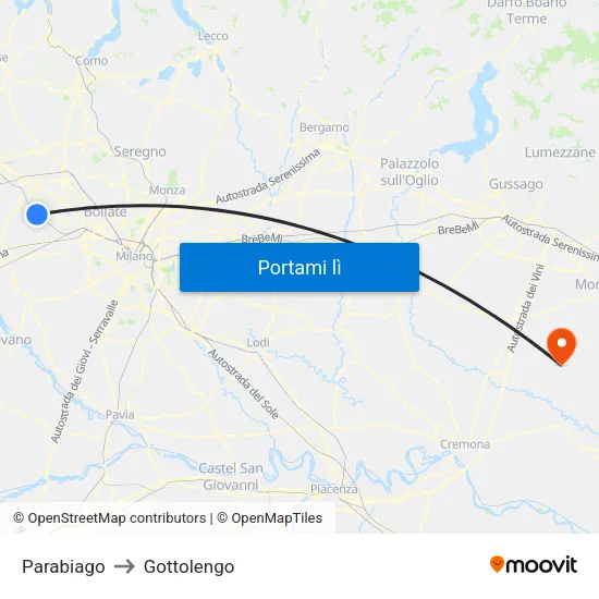 Parabiago to Gottolengo map