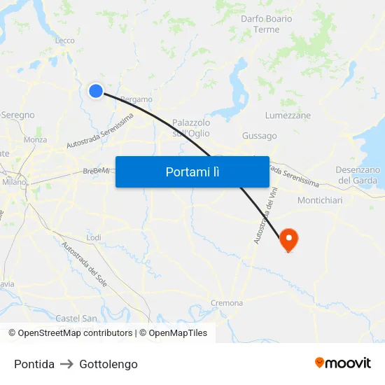 Pontida to Gottolengo map