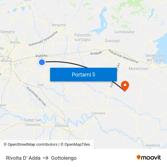 Rivolta D' Adda to Gottolengo map