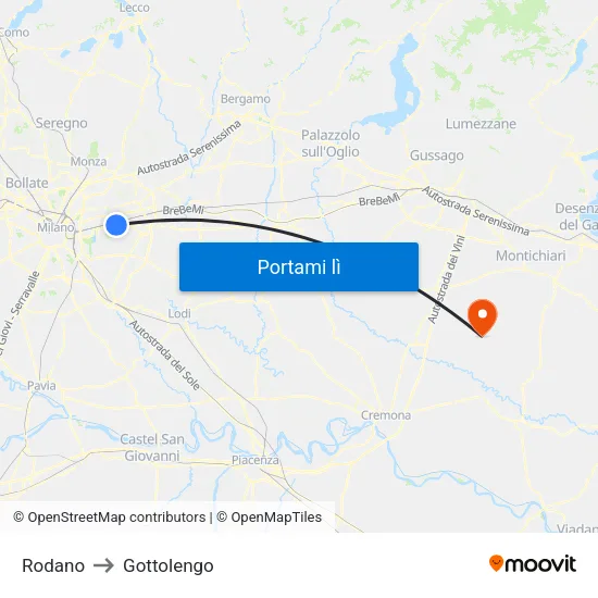 Rodano to Gottolengo map